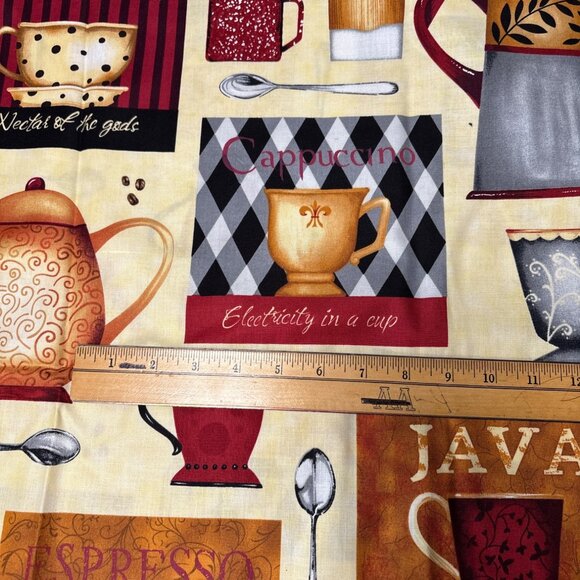 Coffee-Themed Cotton Fabric Panel by Clothworks 22x46" - Picture 4 of 6